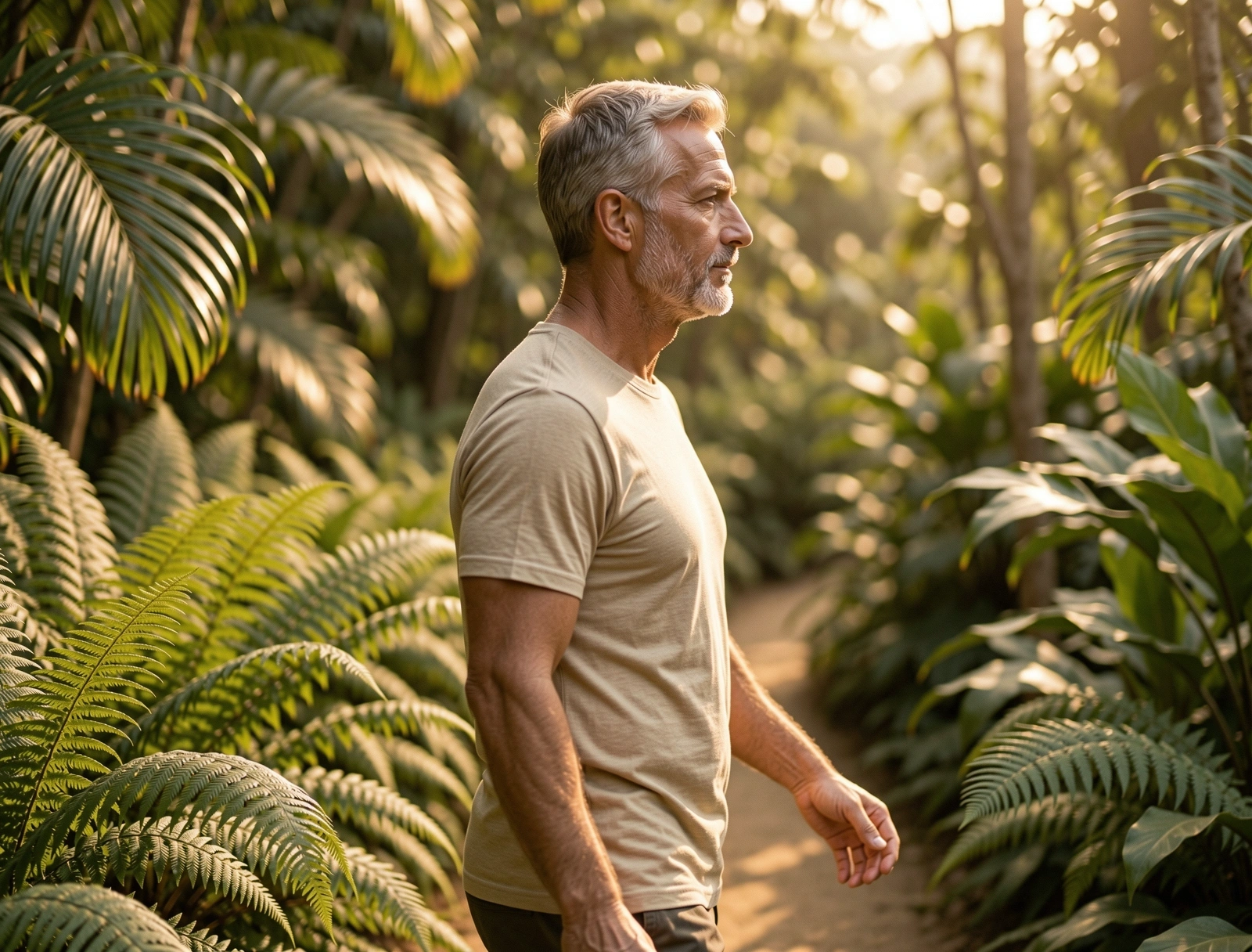 Sun-drenched botanical garden background